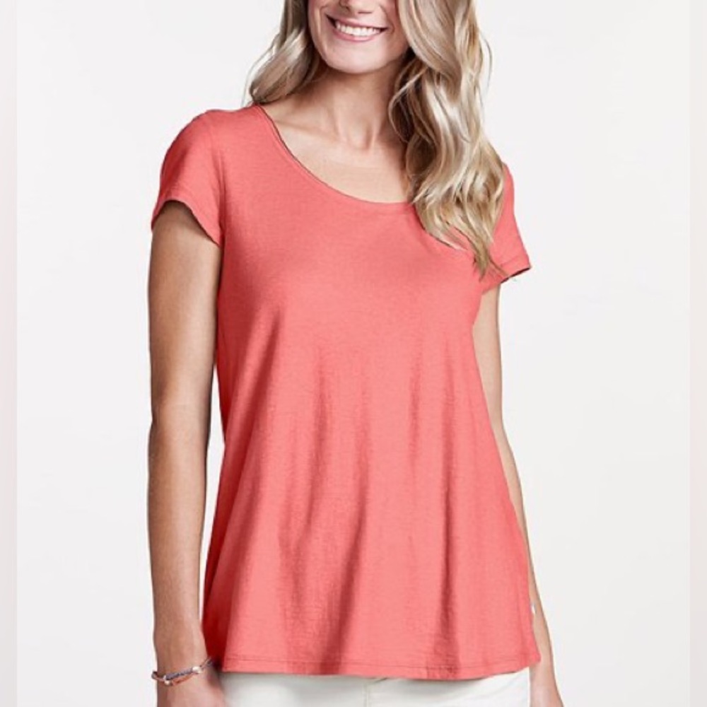 Toad&Co Organic Cotton Tissue Crossback Neon Coral Short Sleeve Tee